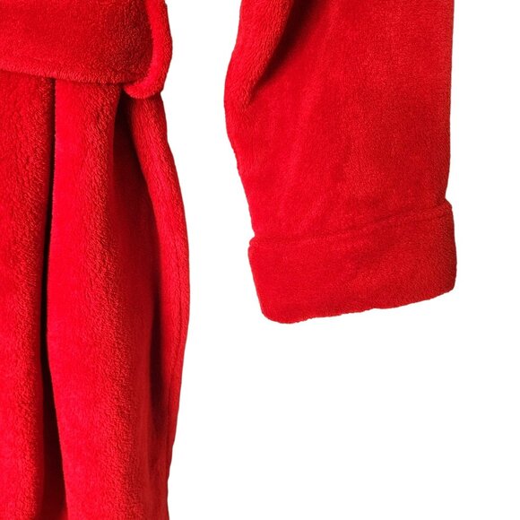 Ralph Lauren Bath Robe Red Plush Embroidered Logo Holiday 90s Home Alone - Picture 5 of 7